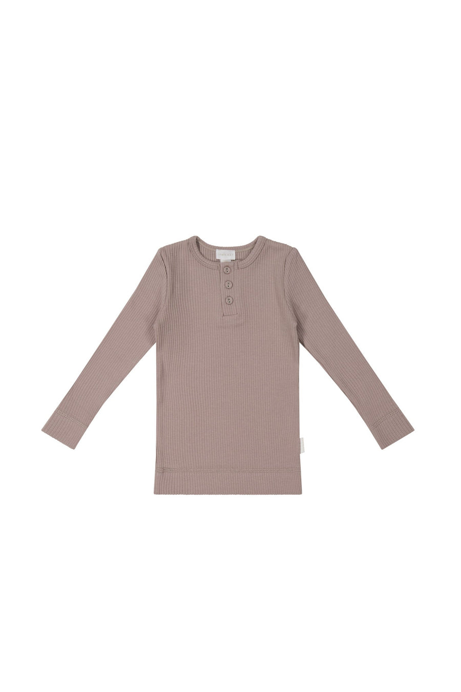 Organic Cotton Modal Long Sleeve Henley - Softest Mauve Childrens Top from Jamie Kay USA