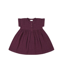 Organic Cotton Muslin Short Sleeve Dress - Fig Childrens Dress from Jamie Kay USA