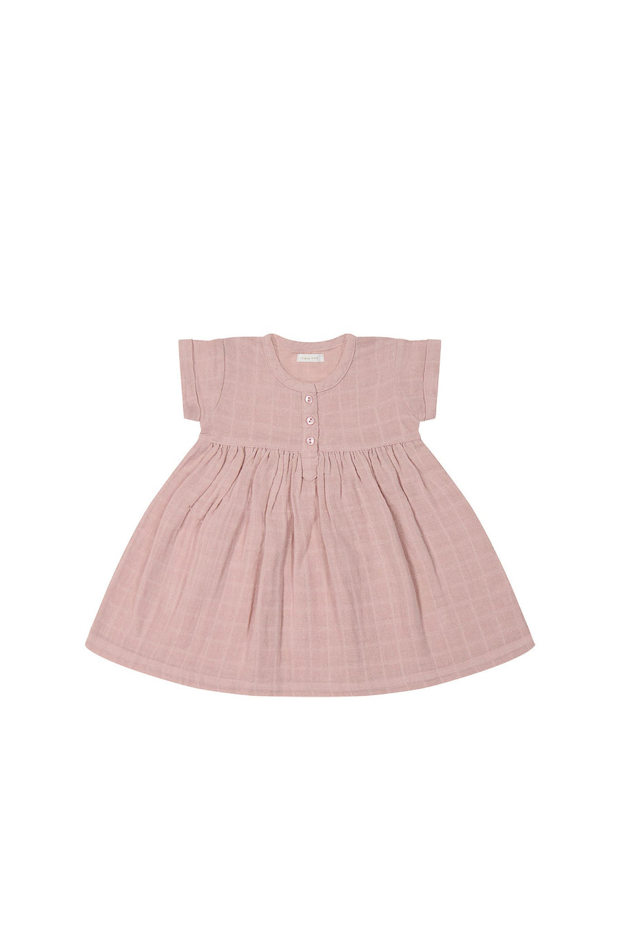 Organic Cotton Muslin Short Sleeve Dress - Powder Pink Childrens Dress from Jamie Kay USA
