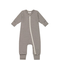 Organic Cotton Reese Zip Onepiece - Black Olive Stripe Childrens Onepiece from Jamie Kay USA