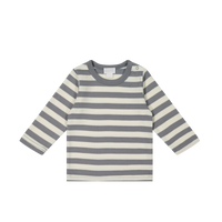 Pima Cotton Vinny Long Sleeve Top - Olive Stripe Childrens Top from Jamie Kay USA
