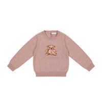 Audrey Knitted Jumper - Powder Pink Marle Childrens Knitwear from Jamie Kay USA