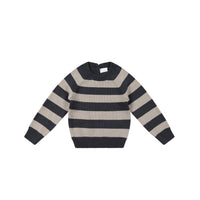 Charles Knitted Jumper - Ink Stripe Childrens Knitwear from Jamie Kay USA