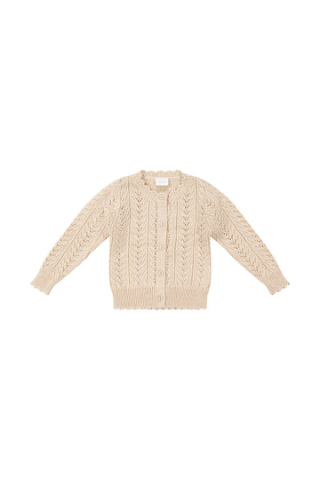 Hannah Knitted Cardigan - Light Oatmeal Marle Childrens Cardigan from Jamie Kay USA