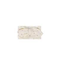 Organic Cotton Fine Rib Headband - Simple Flowers Egret Childrens Headband from Jamie Kay USA