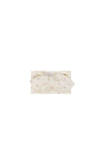 Organic Cotton Fine Rib Headband - Simple Flowers Egret Childrens Headband from Jamie Kay USA