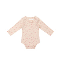 Organic Cotton Long Sleeve Bodysuit - Cindy Whisper Pink Childrens Bodysuit from Jamie Kay USA