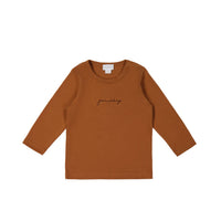 Pima Cotton Vinny Long Sleeve Top - Cinnamon Childrens Top from Jamie Kay USA