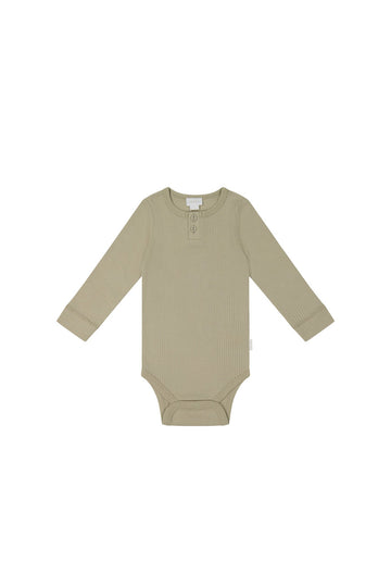 Organic Cotton Modal Long Sleeve Bodysuit - Cashew Childrens Bodysuit from Jamie Kay USA