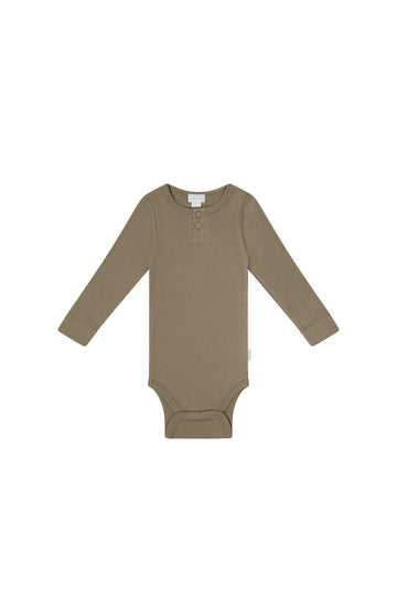 Organic Cotton Modal Long Sleeve Bodysuit - Sepia Childrens Bodysuit from Jamie Kay USA