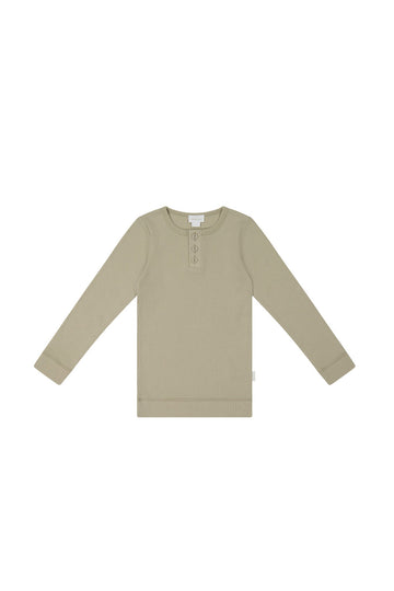 Organic Cotton Modal Long Sleeve Henley - Cashew Childrens Top from Jamie Kay USA