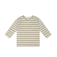Pima Cotton Diego Long Sleeve Top - Cloud/Cashew Stripe Childrens Top from Jamie Kay USA