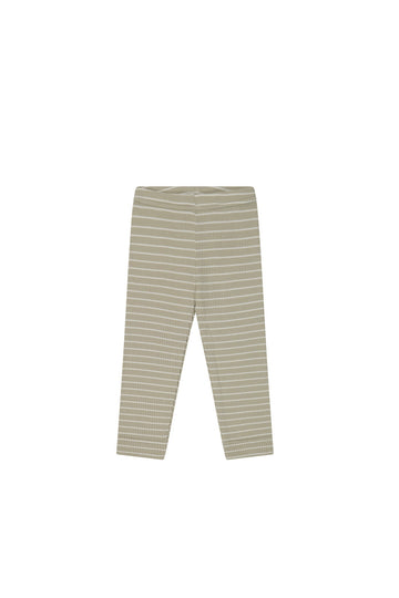 Organic Cotton Modal Everyday Legging - Cashew/Cloud Stripe Childrens Legging from Jamie Kay USA