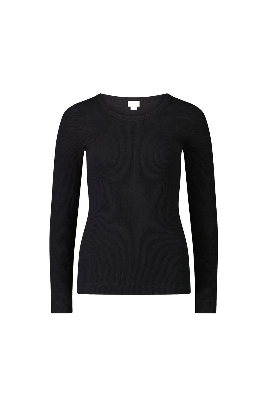 Organic Cotton Fine Rib Womens Long Sleeve Top - Black