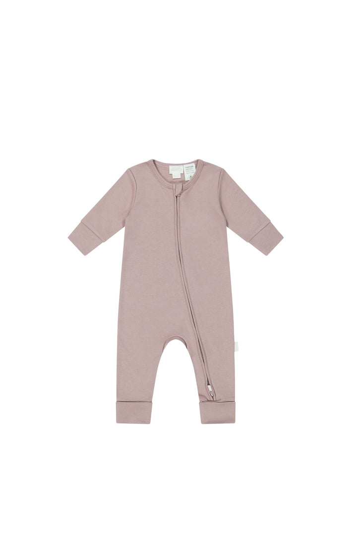 Pima Cotton Frankie Zip Onepiece - Softest Mauve Childrens Onepiece from Jamie Kay USA