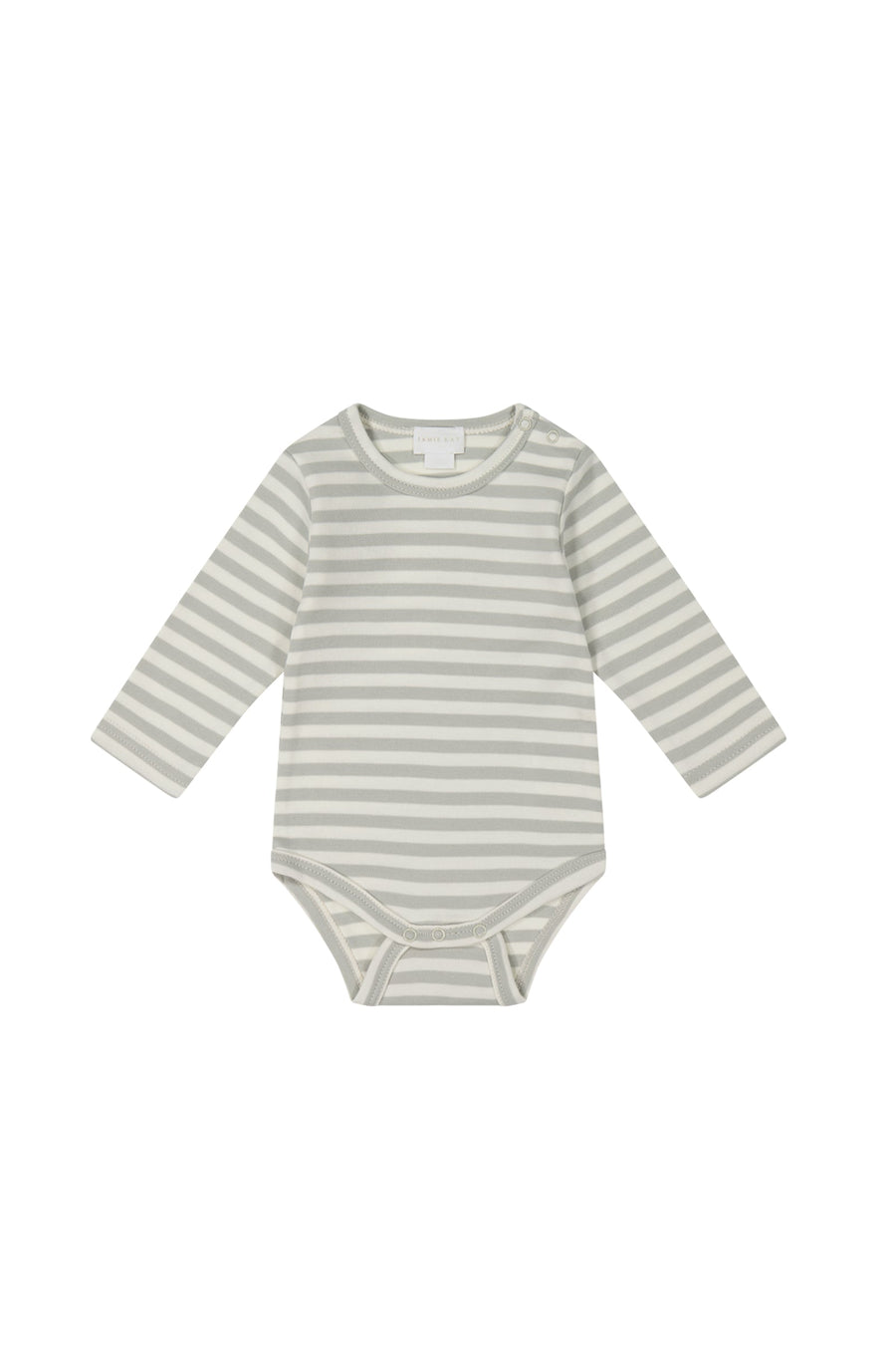 Pima Cotton Fernley Long Sleeve Bodysuit - Mineral/Cloud Stripe Childrens Bodysuit from Jamie Kay USA