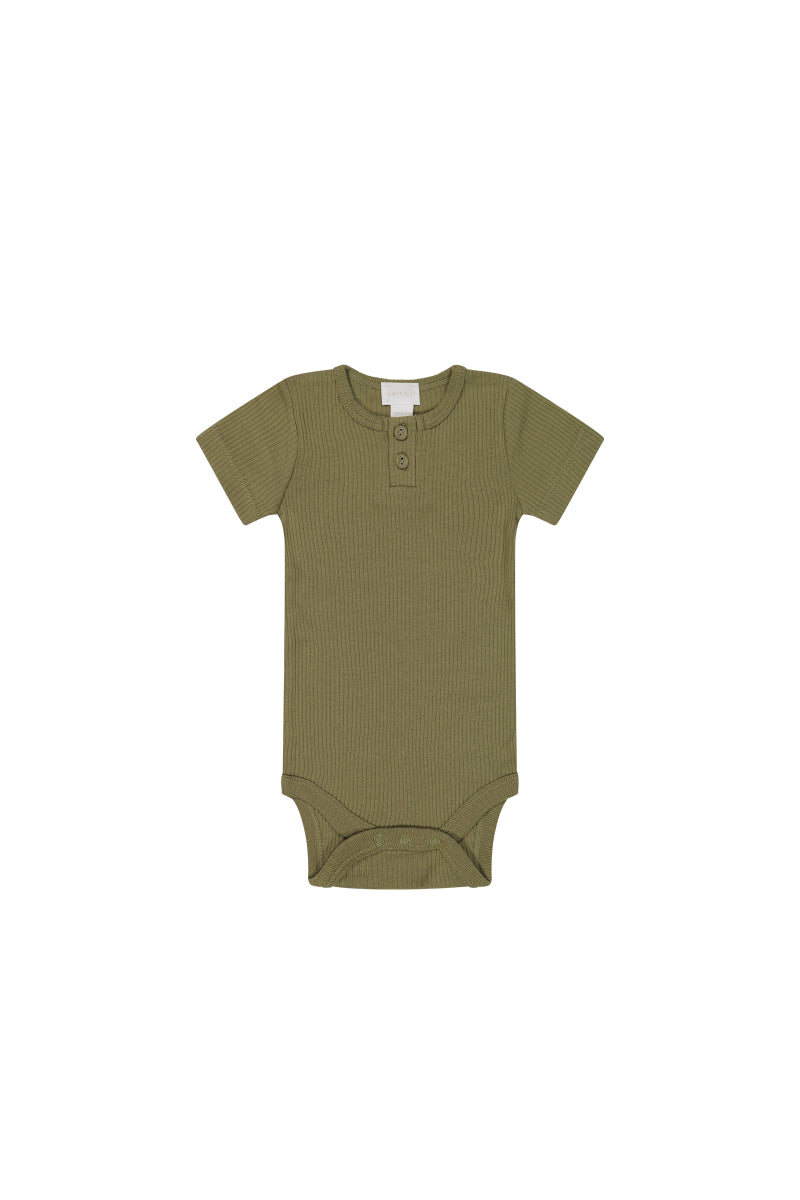 Organic Cotton Modal Darcy Rib Tee Bodysuit - Herb Childrens Bodysuit from Jamie Kay USA