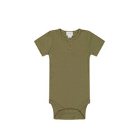 Organic Cotton Modal Darcy Rib Tee Bodysuit - Herb Childrens Bodysuit from Jamie Kay USA