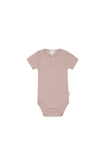 Organic Cotton Modal Darcy Rib Tee Bodysuit - Provence Dusty Pink