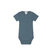 Organic Cotton Modal Darcy Rib Tee Bodysuit - Stormy Night Childrens Bodysuit from Jamie Kay USA