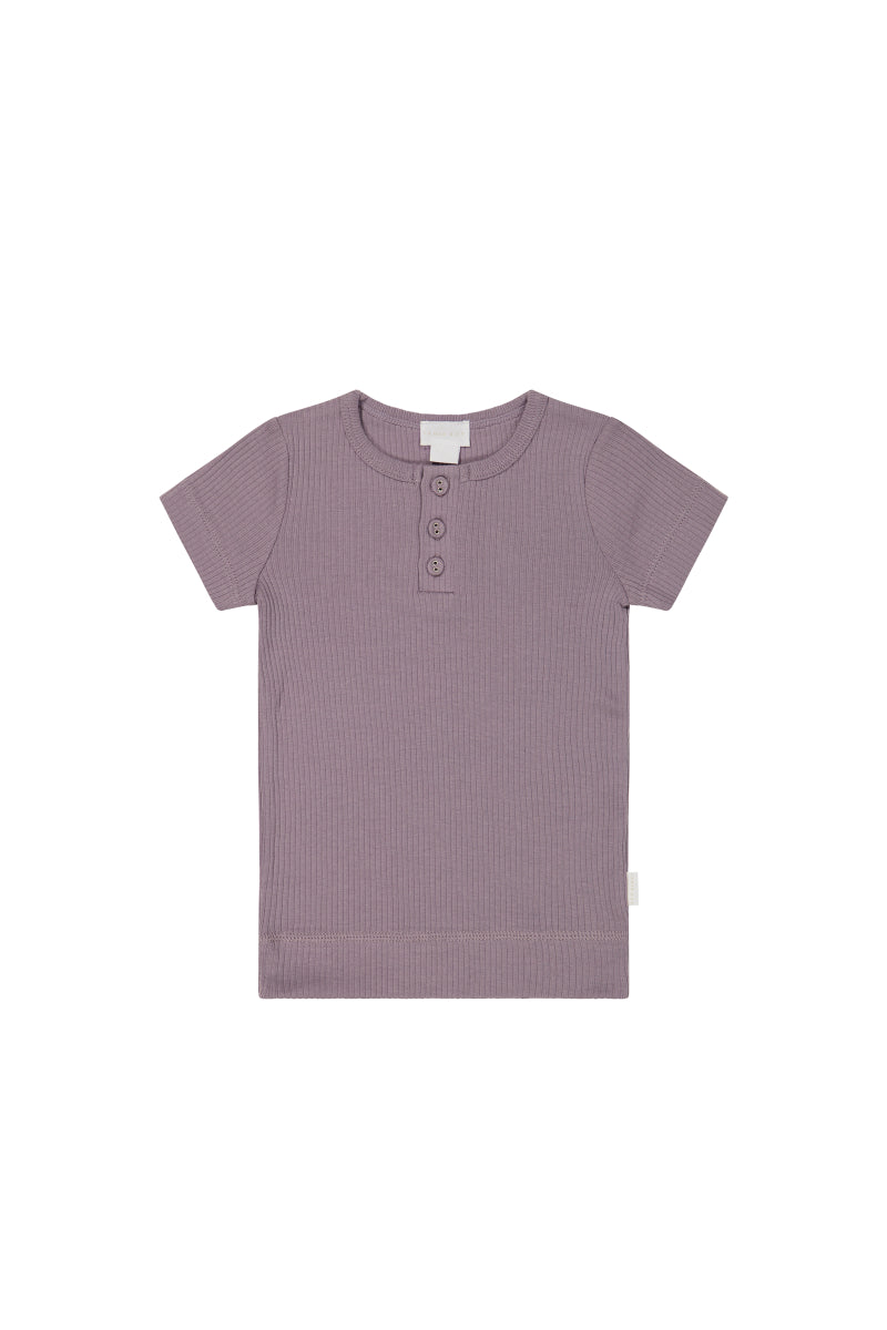 Organic Cotton Modal Henley Tee - Daisy Childrens Top from Jamie Kay USA