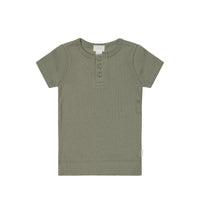 Organic Cotton Modal Henley Tee - Dill Childrens Top from Jamie Kay USA