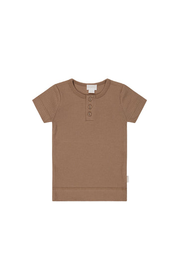 Organic Cotton Modal Henley Tee - Tiger Childrens Top from Jamie Kay USA