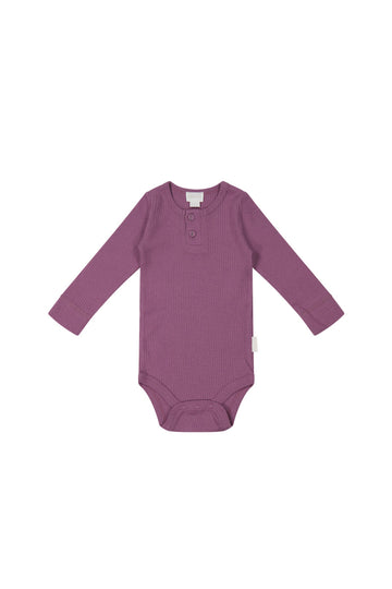 Organic Cotton Modal Long Sleeve Bodysuit - Grape Childrens Bodysuit from Jamie Kay USA