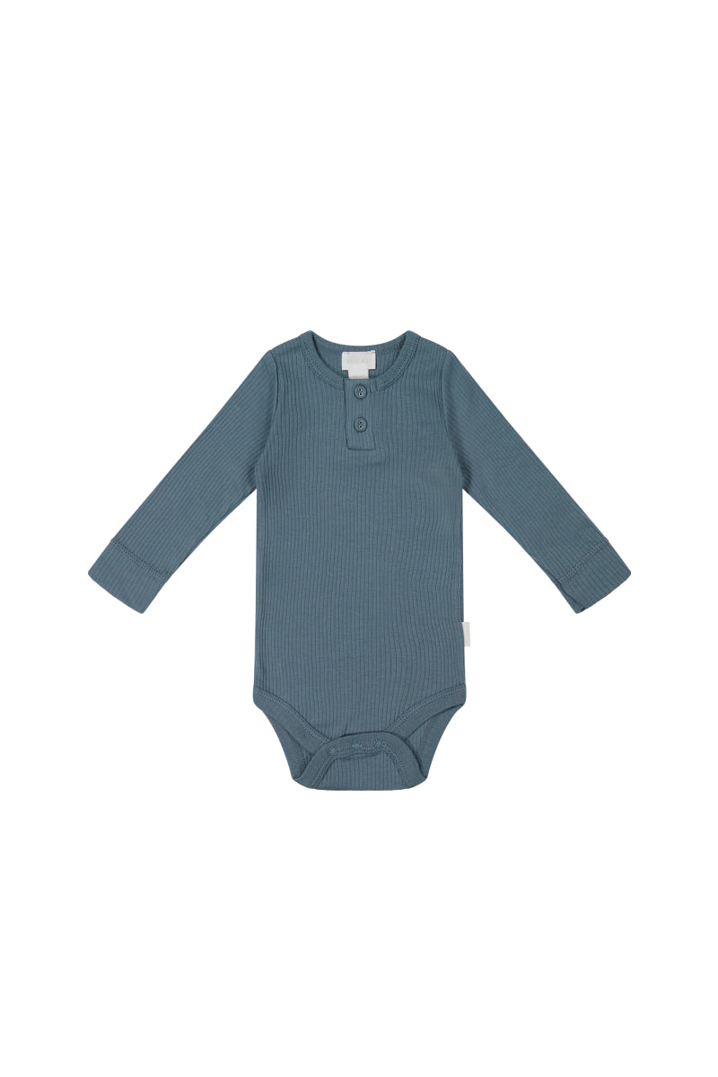 Organic Cotton Modal Long Sleeve Bodysuit - Stormy Night Childrens Bodysuit from Jamie Kay USA