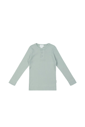 Organic Cotton Modal Long Sleeve Henley - Mineral Childrens Top from Jamie Kay USA
