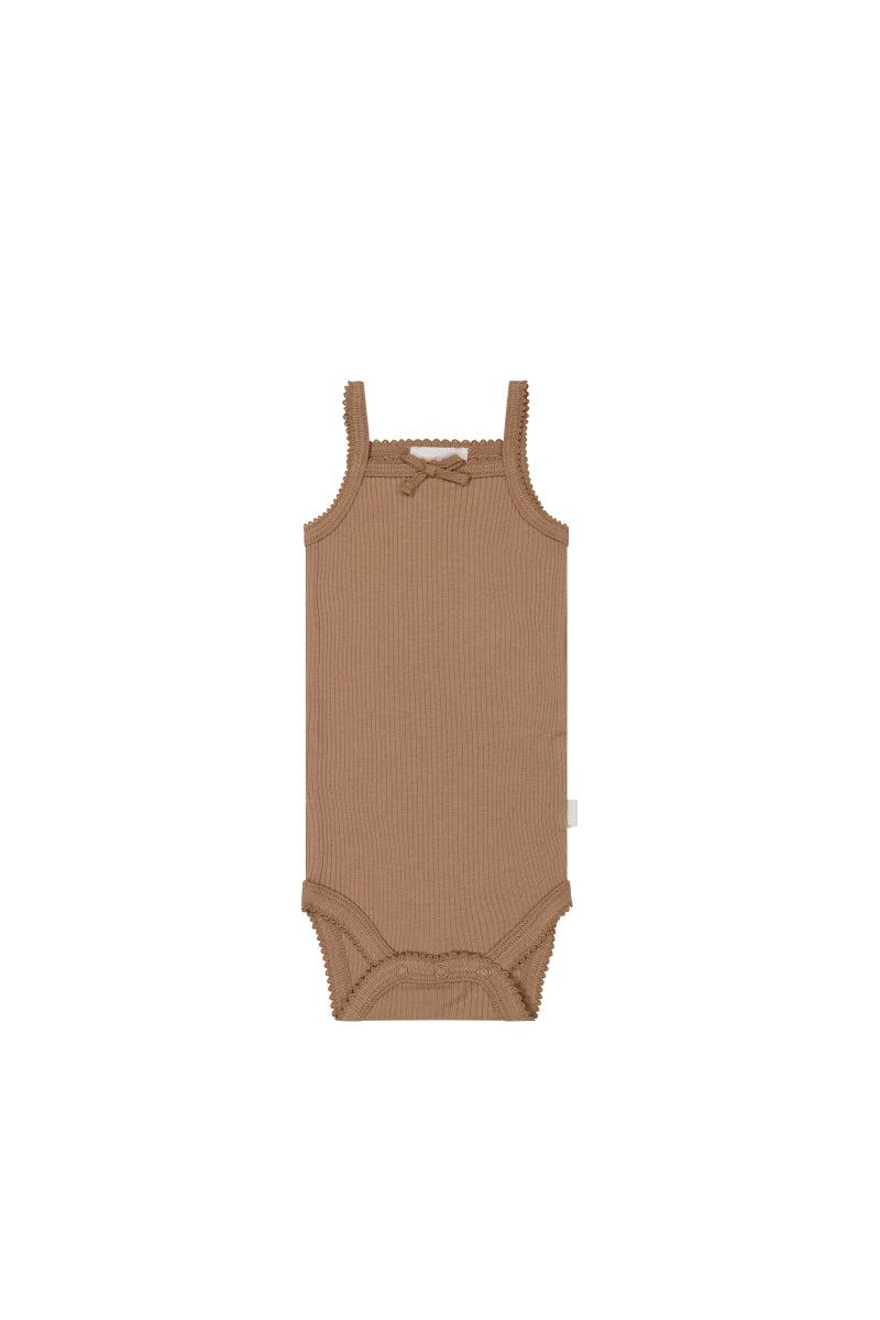 Organic Cotton Modal Singlet Bodysuit - Desert
