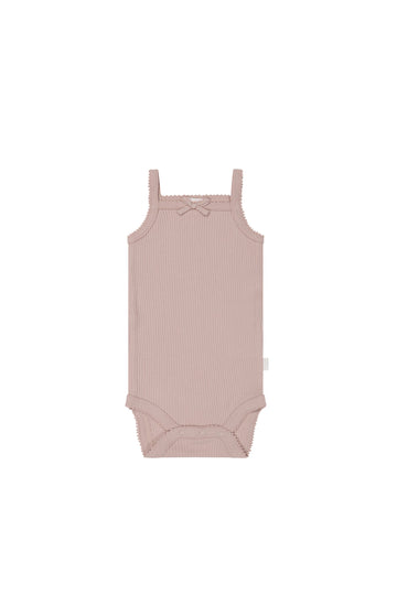 Organic Cotton Modal Singlet Bodysuit - Provence Dusty Pink