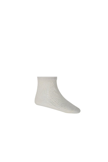 Cable Weave Ankle Sock - Rosewater Childrens Socks from Jamie Kay USA