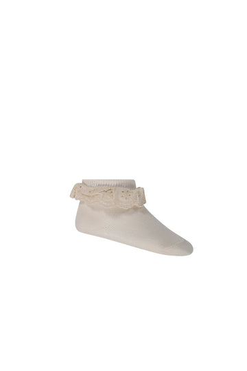 Frill Ankle Sock - Rosewater Childrens Socks from Jamie Kay USA