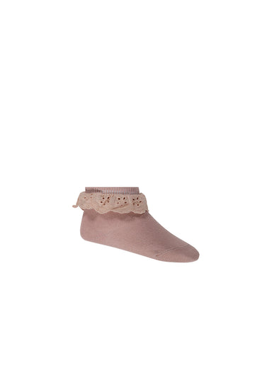 Frill Ankle Sock - Mauve Shadow