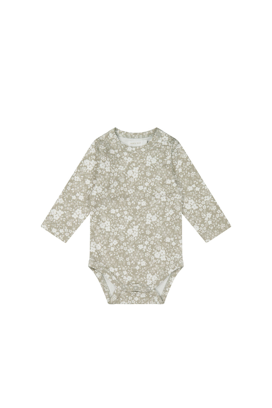 Organic Cotton Long Sleeve Bodysuit - Pansy Floral Mist
