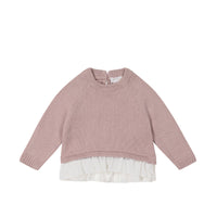 Frill Knit - Powder Pink Childrens Knitwear from Jamie Kay USA