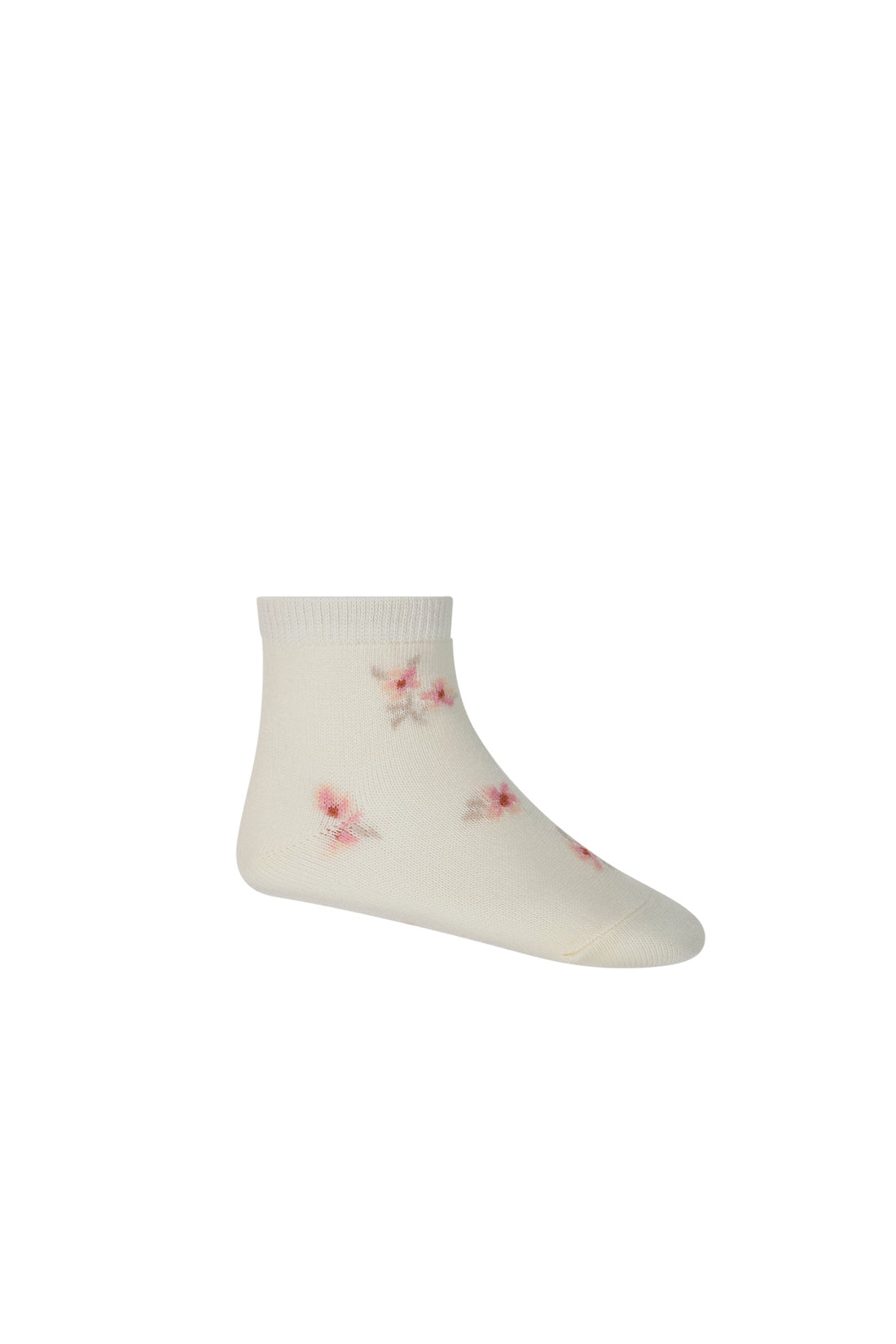 Jacquard Floral Sock - Simple Flowers Egret Childrens Socks from Jamie Kay USA