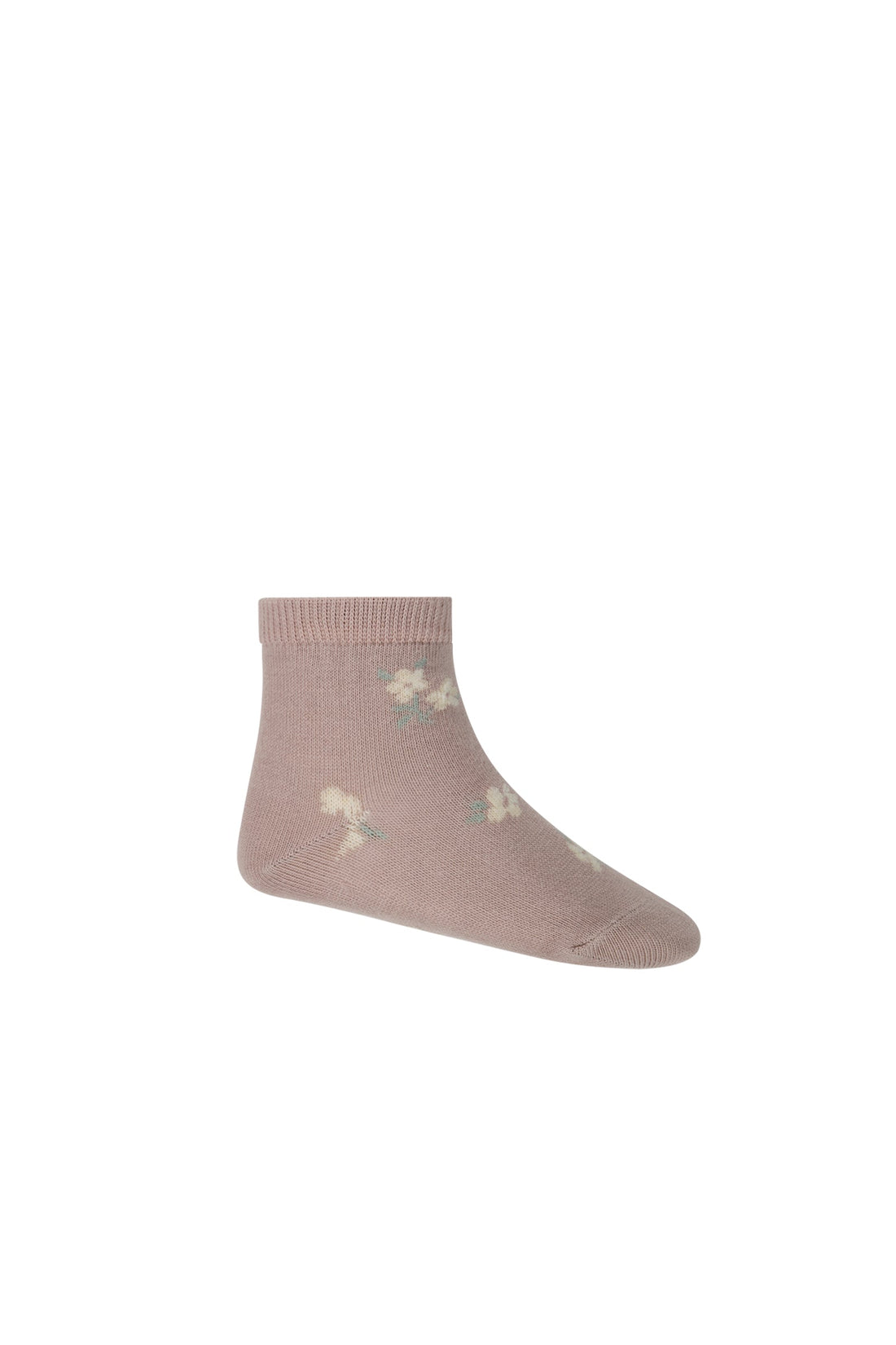 Jacquard Floral Sock - Simple Flowers Dusky Rose