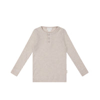 Organic Cotton Modal Long Sleeve Henley - Violet Tint Marle Childrens Top from Jamie Kay USA