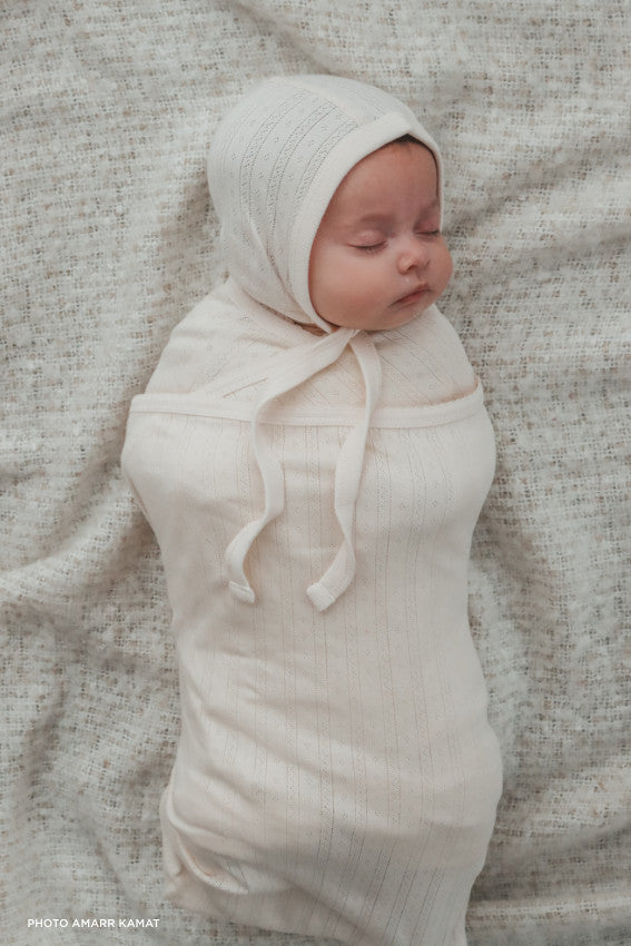 Organic Cotton Pointelle Baby Wrap - Natural