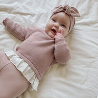 Frill Knit - Powder Pink Childrens Knitwear from Jamie Kay USA