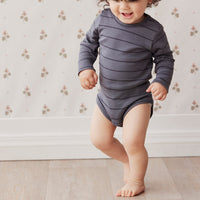Pima Cotton Fernley Long Sleeve Bodysuit - Lava Smoke/Solar System Stripe Childrens Bodysuit from Jamie Kay USA