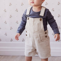 Casey Cotton Twill Short Overall - Balm/Cloud Stripe Childrens Overall from Jamie Kay USA