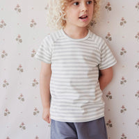 Pima Cotton Oscar Tee - Mineral/Cloud Stripe Childrens Top from Jamie Kay USA