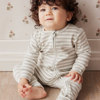 Pima Cotton Reese Zip Onepiece - Mineral/Cloud Stripe Childrens Onepiece from Jamie Kay USA