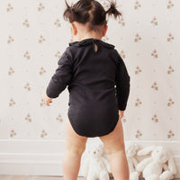 Pima Cotton Fayette Long Sleeve Bodysuit - Ebony Marle Childrens Bodysuit from Jamie Kay USA