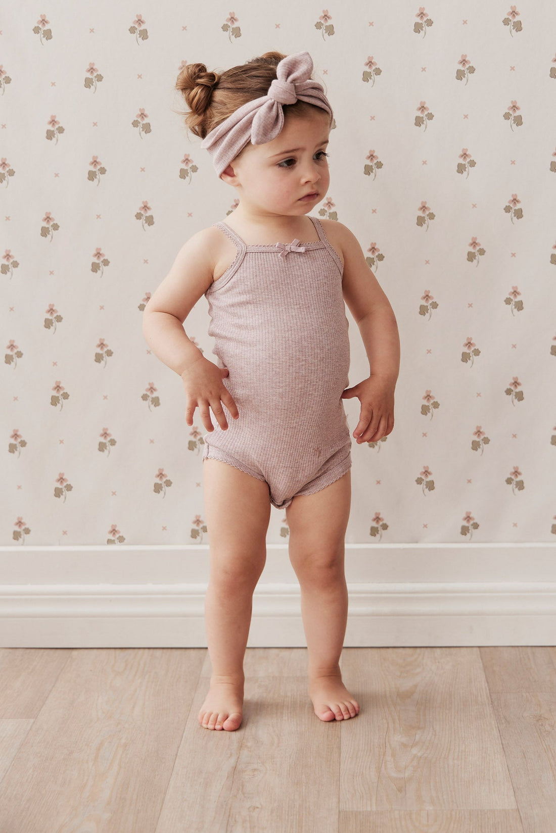 Organic Cotton Modal Singlet Bodysuit - Mushroom Marle Childrens Bodysuit from Jamie Kay USA